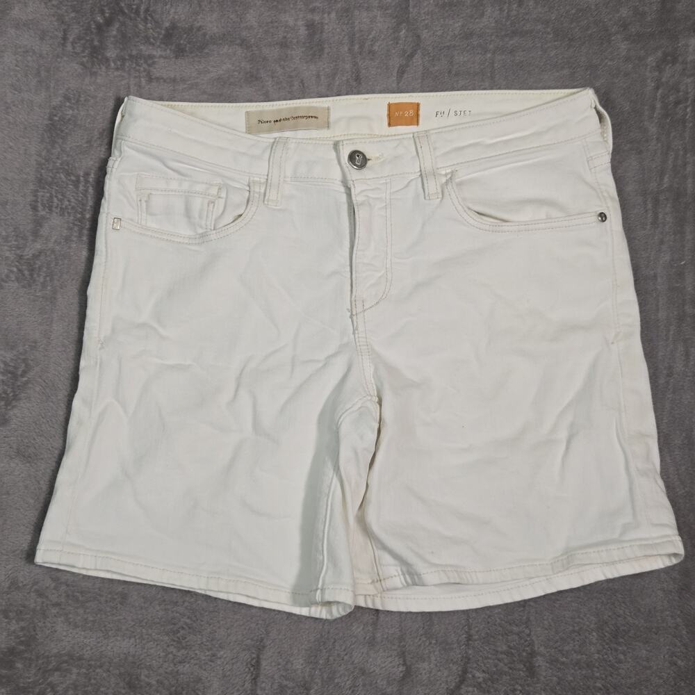 Pilcro Anthropologie Shorts Women’s 28 White Stet Denim Low Rise Jean Shorts